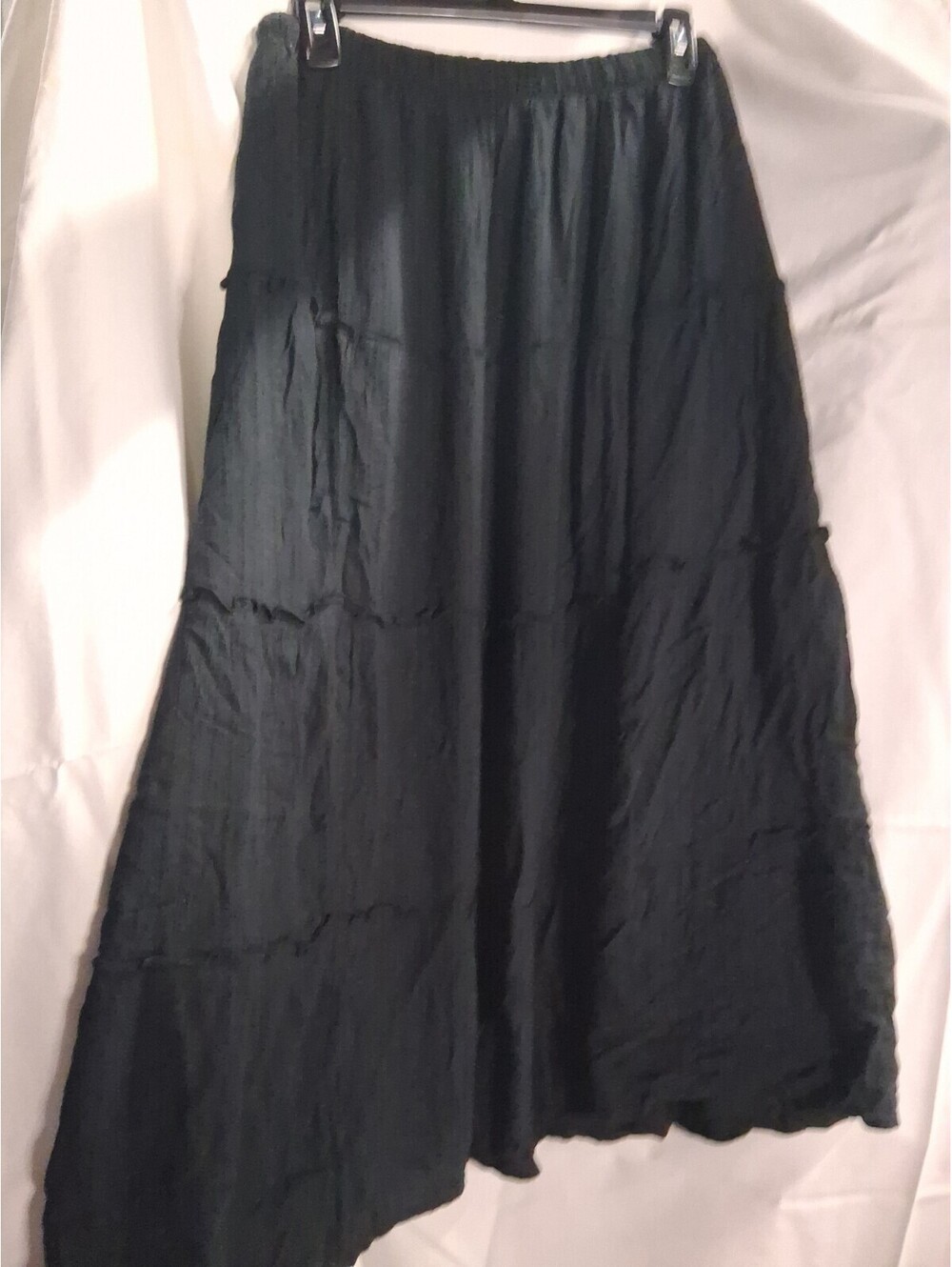 Hollister Black Small Ruffle Tiered Elastic Waist Maxi Flare A-Line Skirt M2